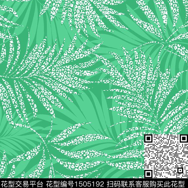 豹纹真丝绿植树叶数码印花华亿平台下载（图片编号: 1505192） - 瓦栏（Walan）
