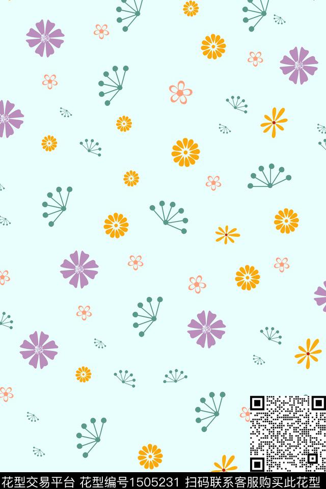 几何花卉小清新小碎花传统印花华亿平台下载（图片编号: 1505231） - 瓦栏（Walan）