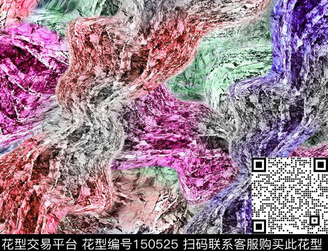抽象肌理绚丽数码印花华亿平台下载（图片编号: 150525） - 瓦栏（Walan）