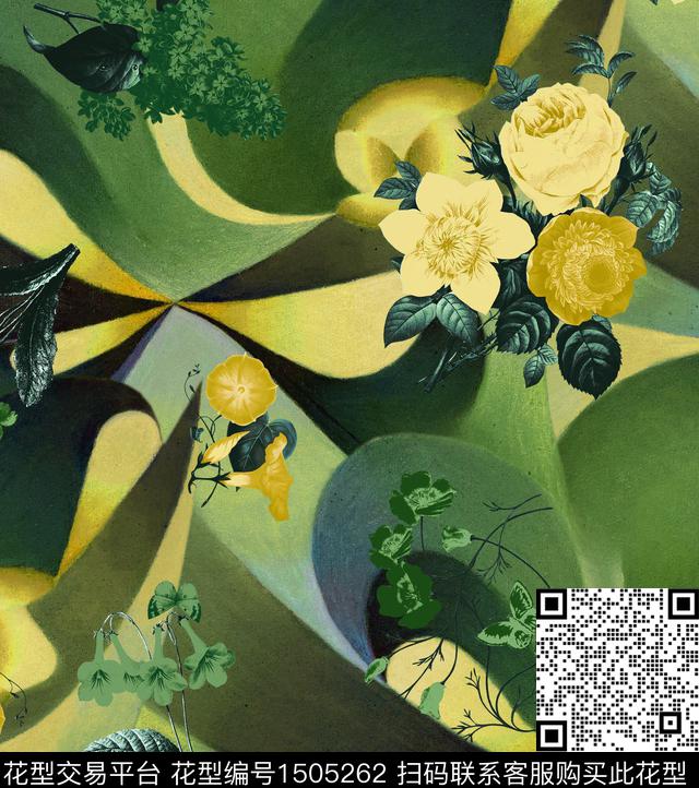 真丝牡丹几何数码印花华亿平台下载（图片编号: 1505262） - 瓦栏（Walan）