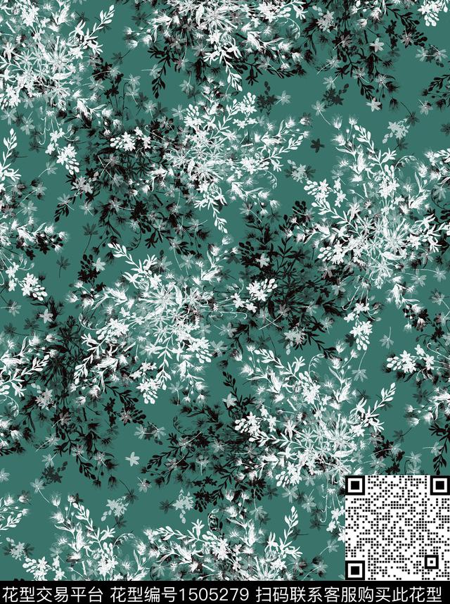定位花绿植树叶大牌风数码印花华亿平台下载（图片编号: 1505279） - 瓦栏（Walan）