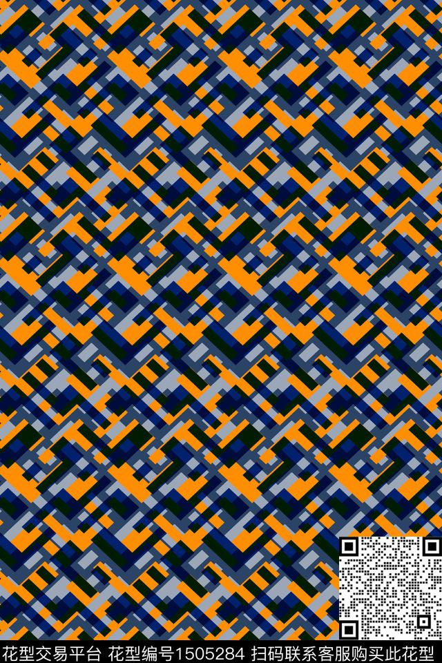 黑底花卉几何花卉抽象花卉传统印花华亿平台下载（图片编号: 1505284） - 瓦栏（Walan）