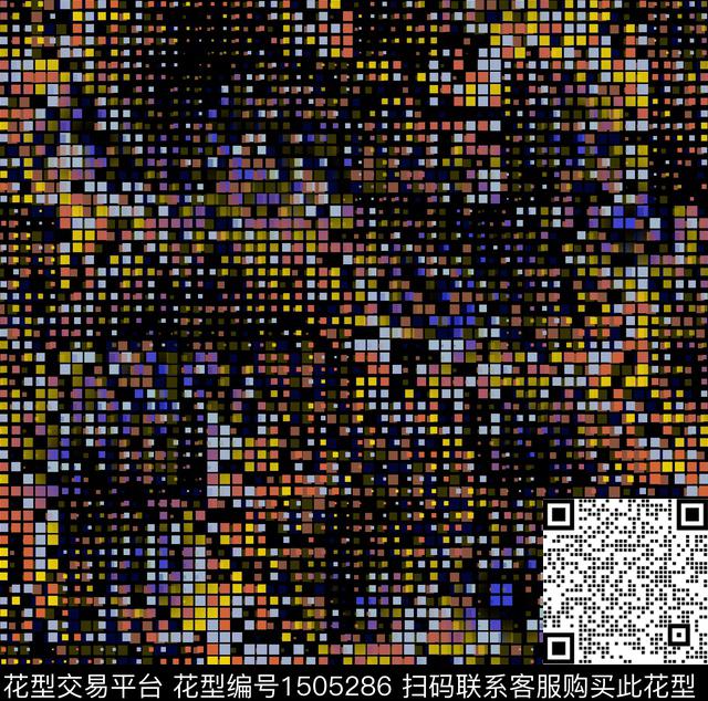 黑底花卉炫彩真丝数码印花华亿平台下载（图片编号: 1505286） - 瓦栏（Walan）