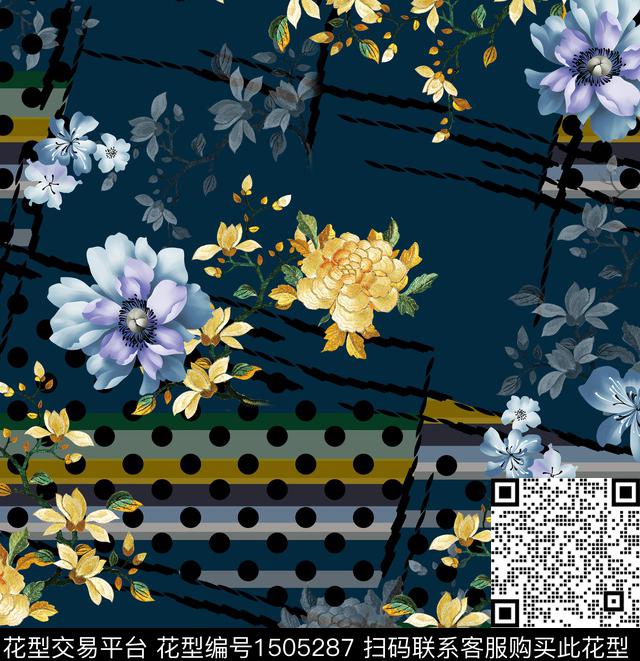 连衣裙女装花卉传统印花华亿平台下载（图片编号: 1505287） - 瓦栏（Walan）