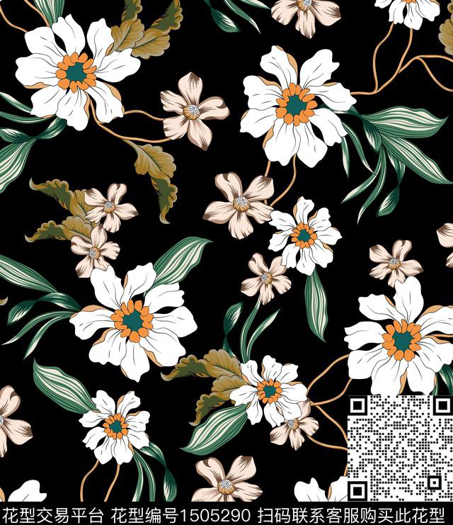 连衣裙女装花卉数码印花华亿平台下载（图片编号: 1505290） - 瓦栏（Walan）