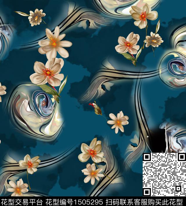 连衣裙女装花卉传统印花华亿平台下载（图片编号: 1505295） - 瓦栏（Walan）