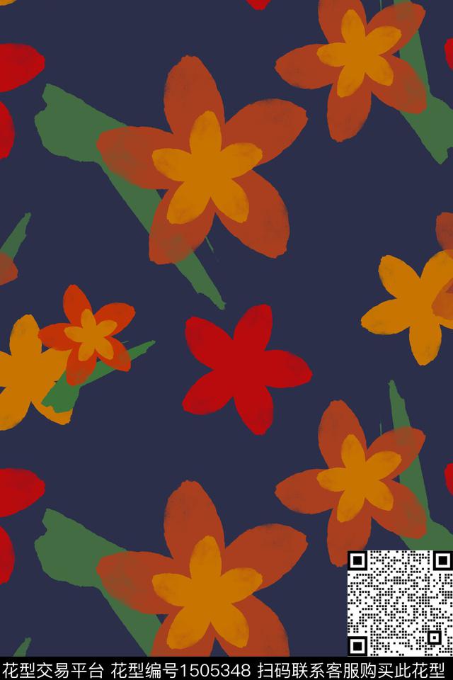 笔触花卉小碎花传统印花华亿平台下载（图片编号: 1505348） - 瓦栏（Walan）