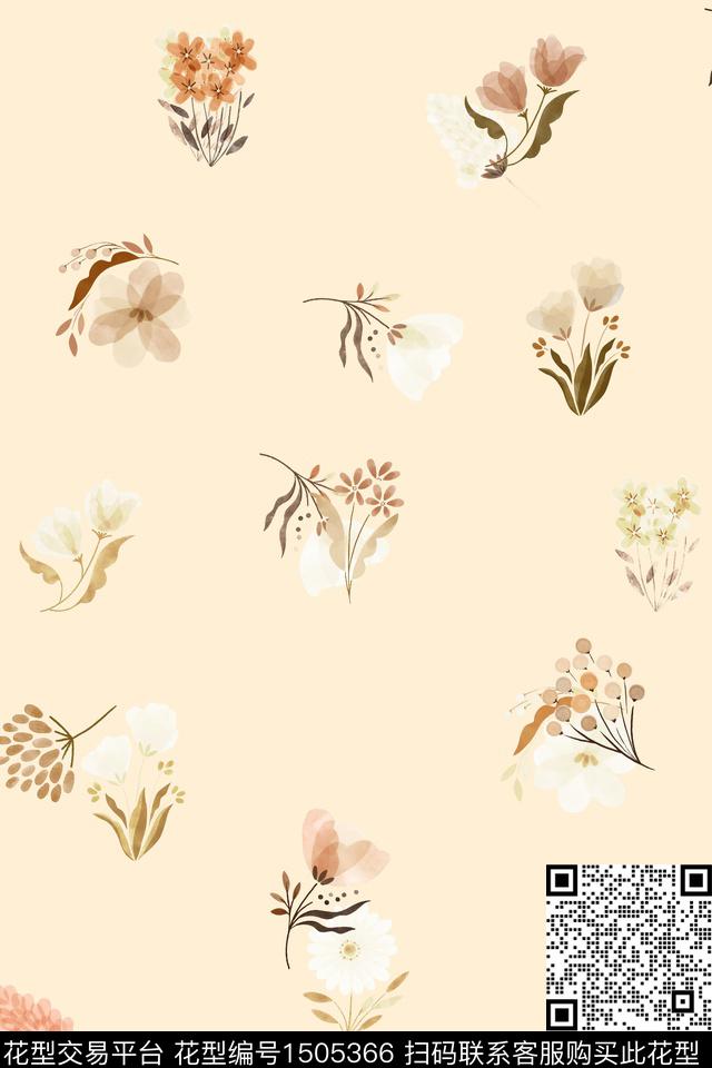 花卉大牌风小清新数码印花华亿平台下载（图片编号: 1505366） - 瓦栏（Walan）