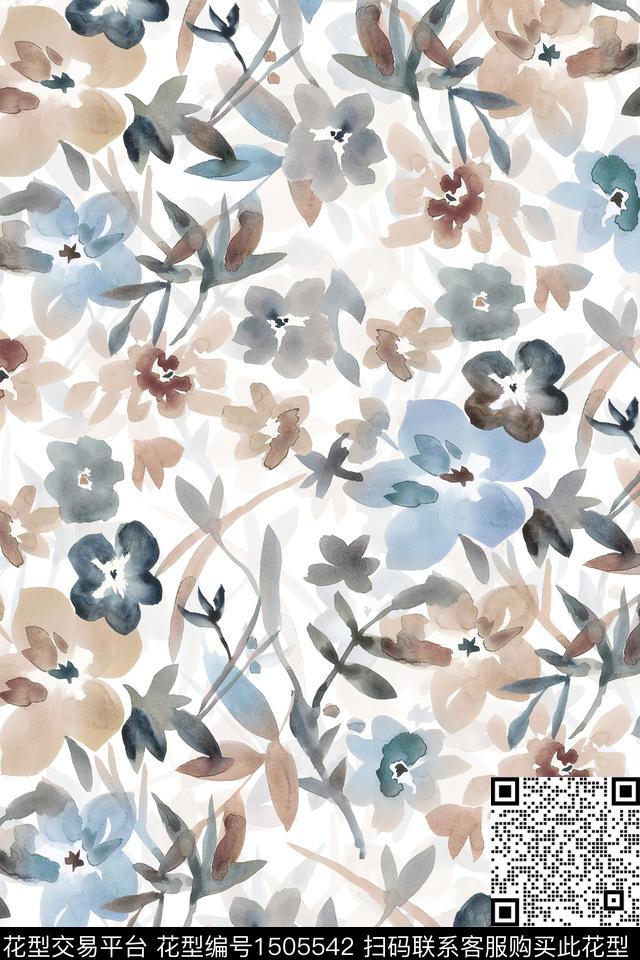 花卉小清新真丝数码印花华亿平台下载（图片编号: 1505542） - 瓦栏（Walan）