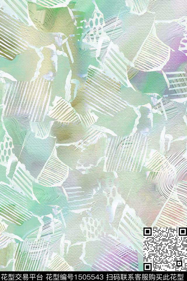 抽象小清新真丝数码印花华亿平台下载（图片编号: 1505543） - 瓦栏（Walan）