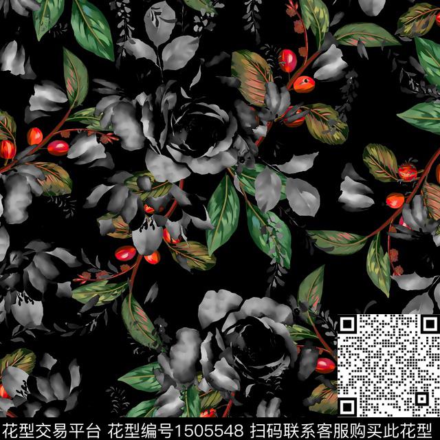 绿植树叶花卉手绘传统印花华亿平台下载（图片编号: 1505548） - 瓦栏（Walan）