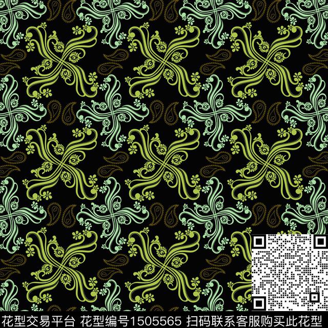 民族风传统花纹佩斯里传统印花华亿平台下载（图片编号: 1505565） - 瓦栏（Walan）