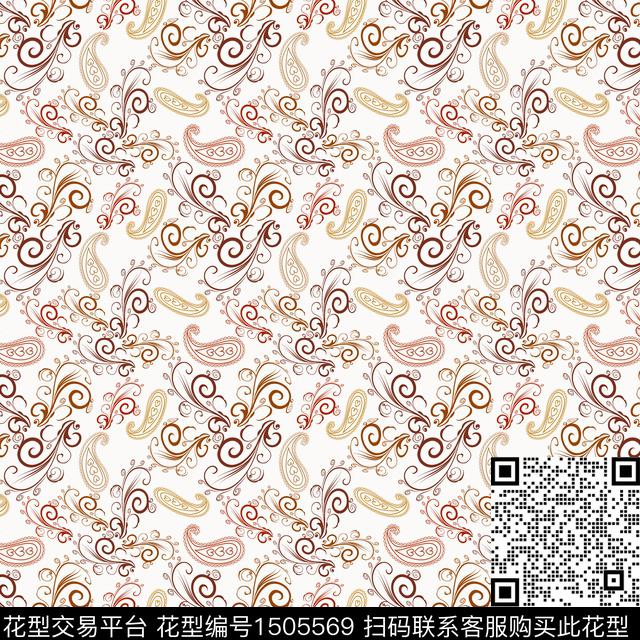 民族风古典花纹佩斯里传统印花华亿平台下载（图片编号: 1505569） - 瓦栏（Walan）