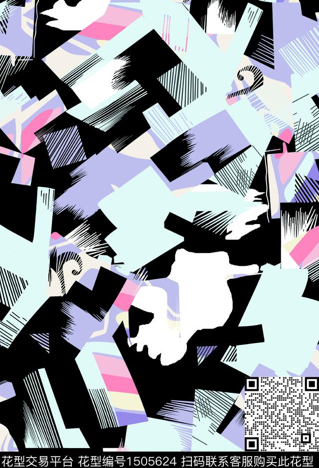 字母格子几何数码印花华亿平台下载（图片编号: 1505624） - 瓦栏（Walan）