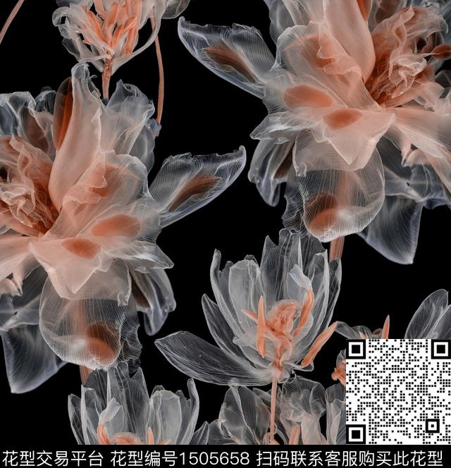 郁金香真丝中老年数码印花华亿平台下载（图片编号: 1505658） - 瓦栏（Walan）