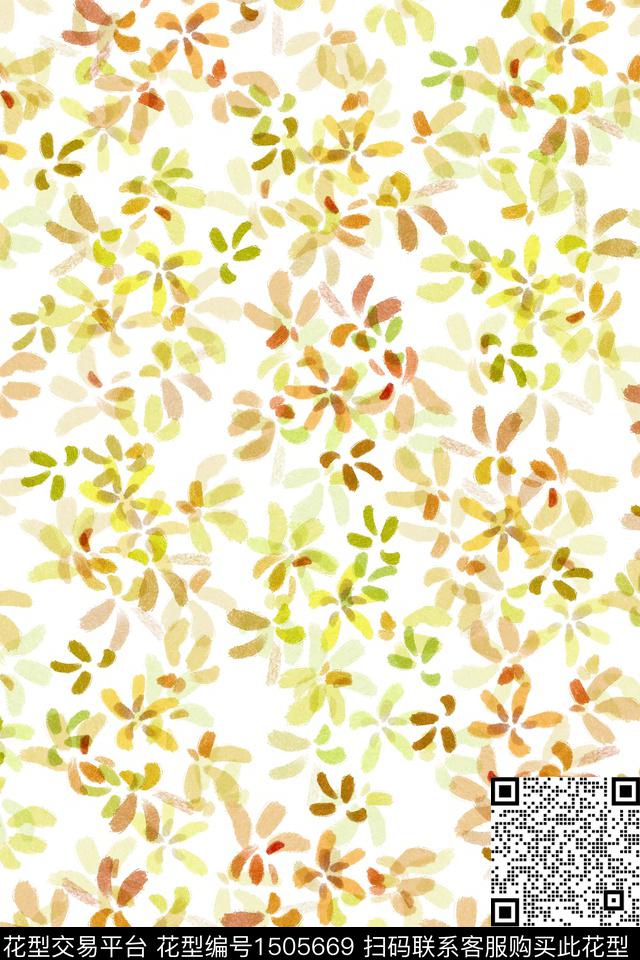 花卉大牌风小清新数码印花华亿平台下载（图片编号: 1505669） - 瓦栏（Walan）