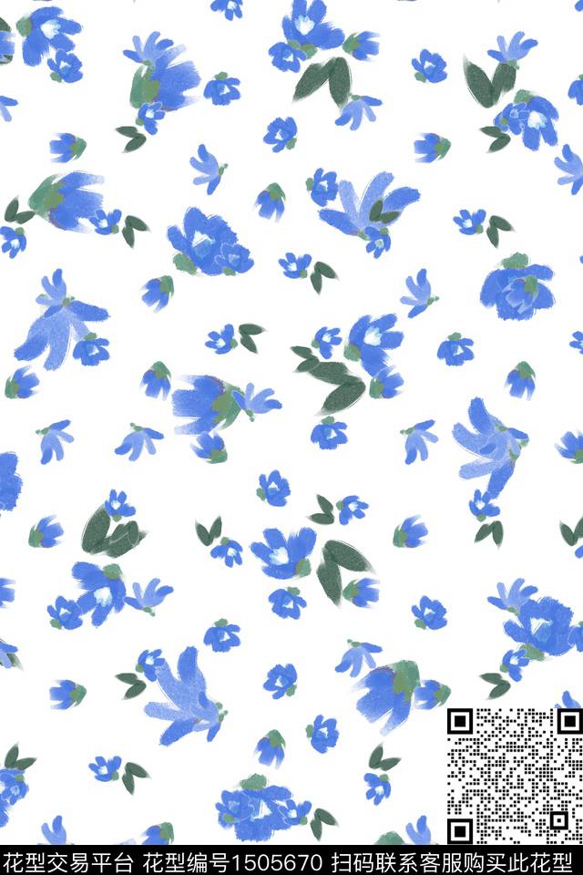 花卉大牌风小清新数码印花华亿平台下载（图片编号: 1505670） - 瓦栏（Walan）