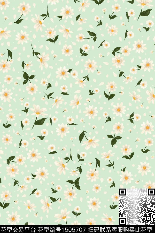 花卉抽象手绘花卉数码印花华亿平台下载（图片编号: 1505707） - 瓦栏（Walan）