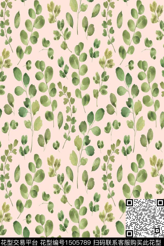 绿植树叶彩底花卉花卉数码印花华亿平台下载（图片编号: 1505789） - 瓦栏（Walan）