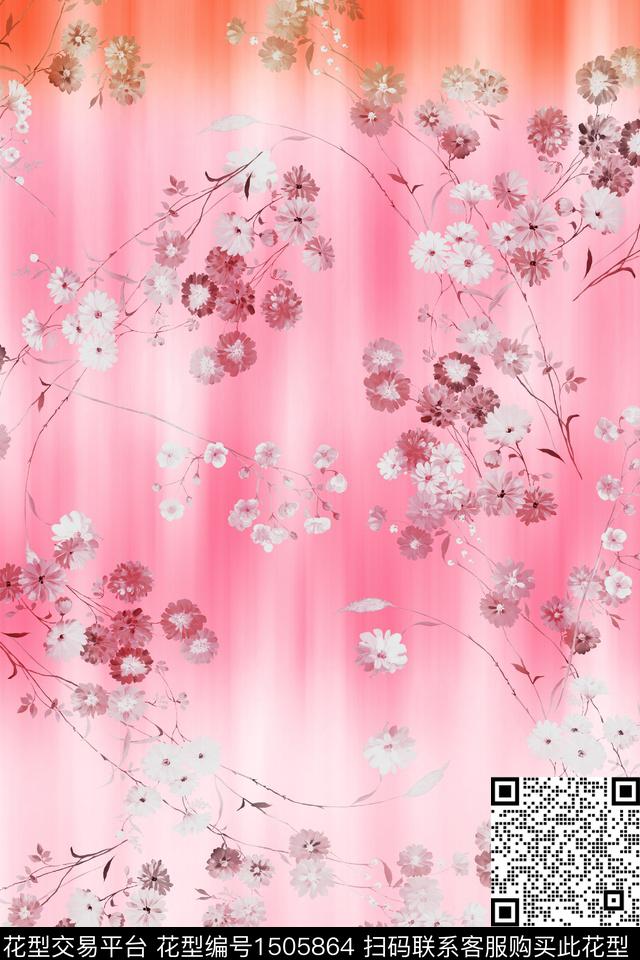 抽象花卉花卉小清新数码印花华亿平台下载（图片编号: 1505864） - 瓦栏（Walan）