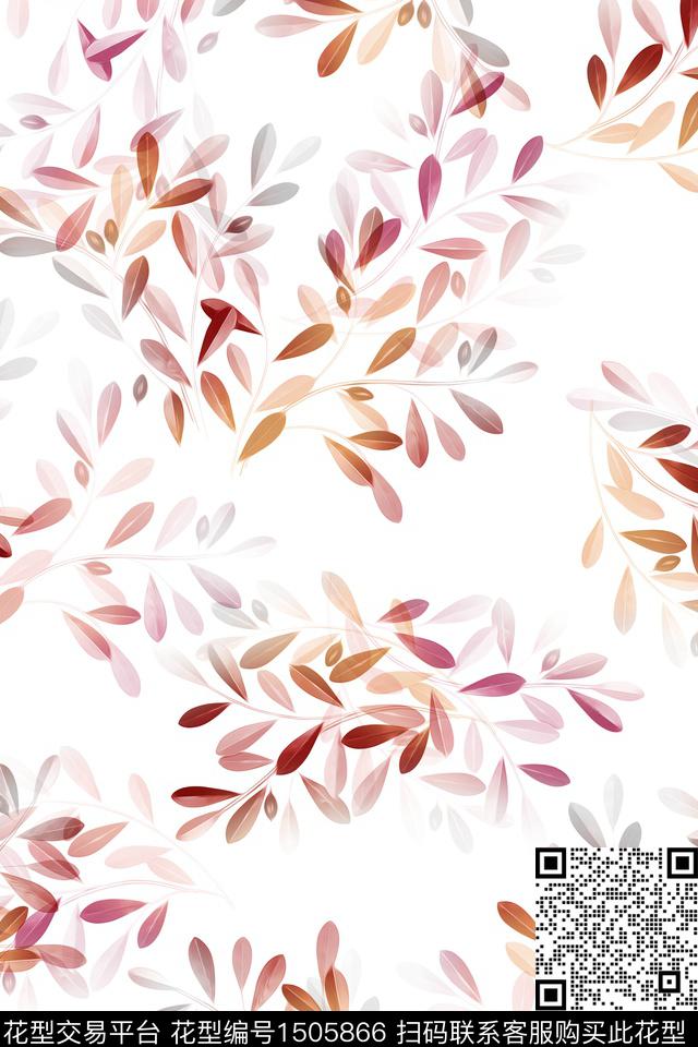 清爽底花卉花卉大牌风数码印花华亿平台下载（图片编号: 1505866） - 瓦栏（Walan）