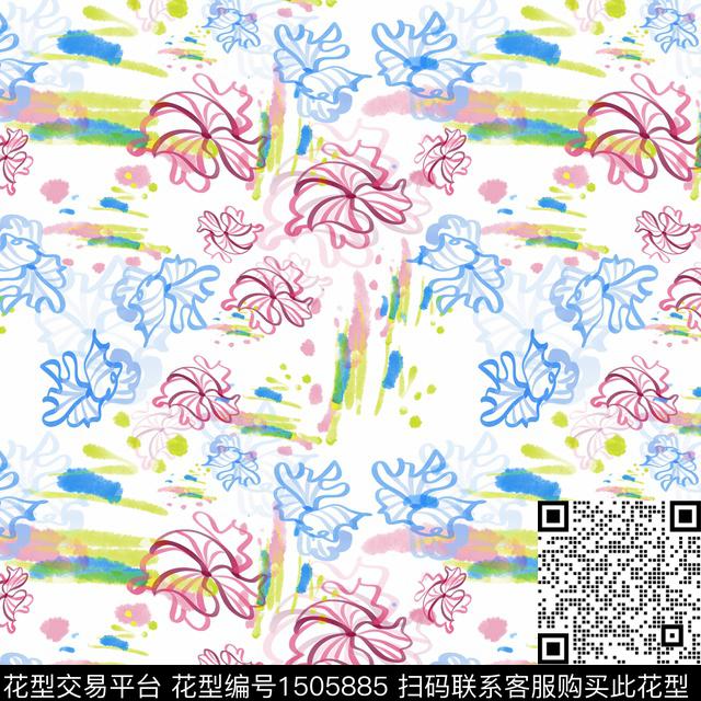 水彩花卉小碎花数码印花华亿平台下载（图片编号: 1505885） - 瓦栏（Walan）