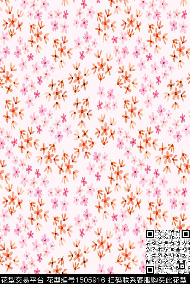 彩底花卉粉色数码印花华亿平台下载（图片编号: 1505916） - 瓦栏（Walan）