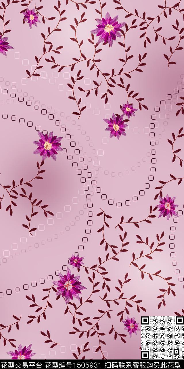 几何花卉大牌风传统印花华亿平台下载（图片编号: 1505931） - 瓦栏（Walan）