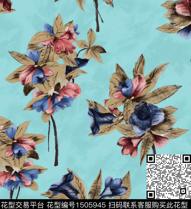 花卉大牌风高级感数码印花华亿平台下载（图片编号: 1505945） - 瓦栏（Walan）