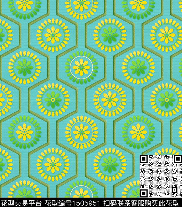 几何花卉大牌风数码印花华亿平台下载（图片编号: 1505951） - 瓦栏（Walan）