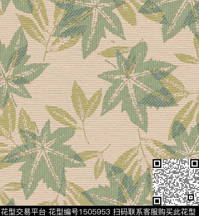 绿植树叶花卉大牌风数码印花华亿平台下载（图片编号: 1505953） - 瓦栏（Walan）