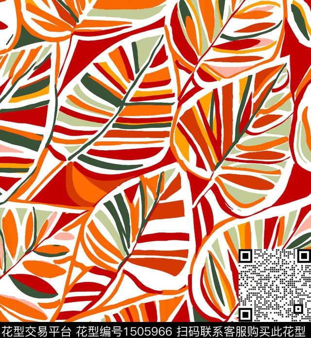 绿植树叶大牌风热带华亿平台数码印花华亿平台下载（图片编号: 1505966） - 瓦栏（Walan）