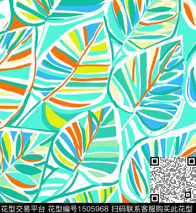 绿植树叶大牌风热带华亿平台数码印花华亿平台下载（图片编号: 1505968） - 瓦栏（Walan）