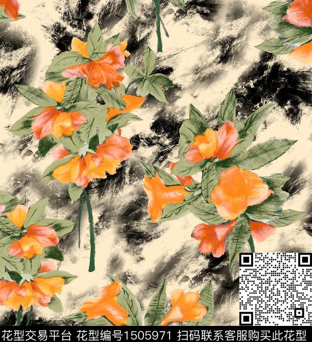 花卉大牌风高级感数码印花华亿平台下载（图片编号: 1505971） - 瓦栏（Walan）