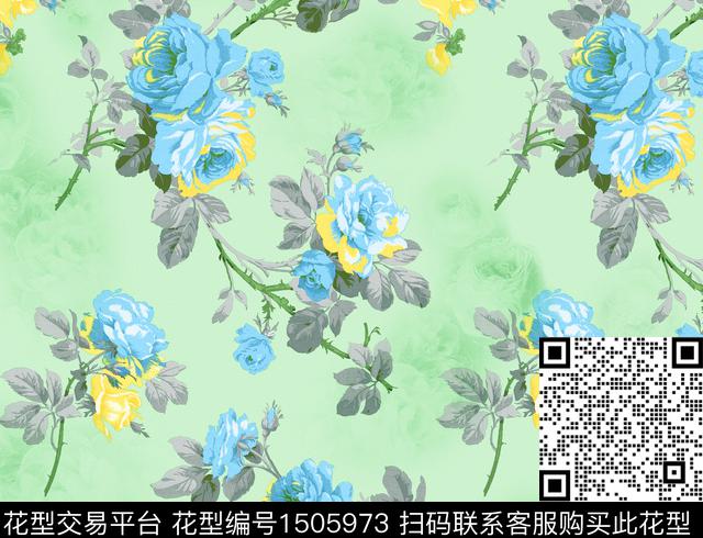 绿植树叶花卉大牌风数码印花华亿平台下载（图片编号: 1505973） - 瓦栏（Walan）