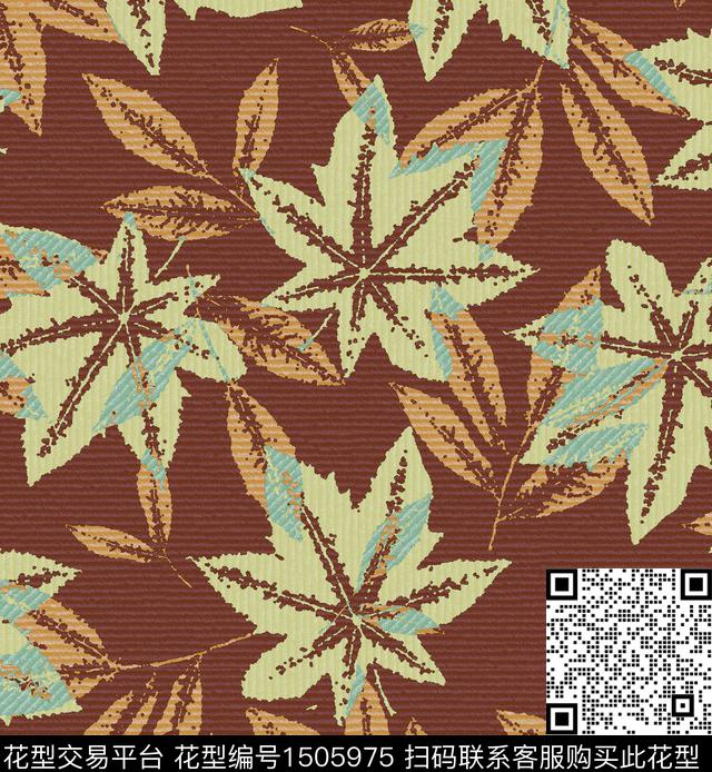 绿植树叶花卉大牌风数码印花华亿平台下载（图片编号: 1505975） - 瓦栏（Walan）