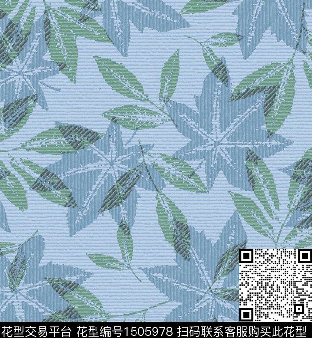 绿植树叶花卉大牌风数码印花华亿平台下载（图片编号: 1505978） - 瓦栏（Walan）