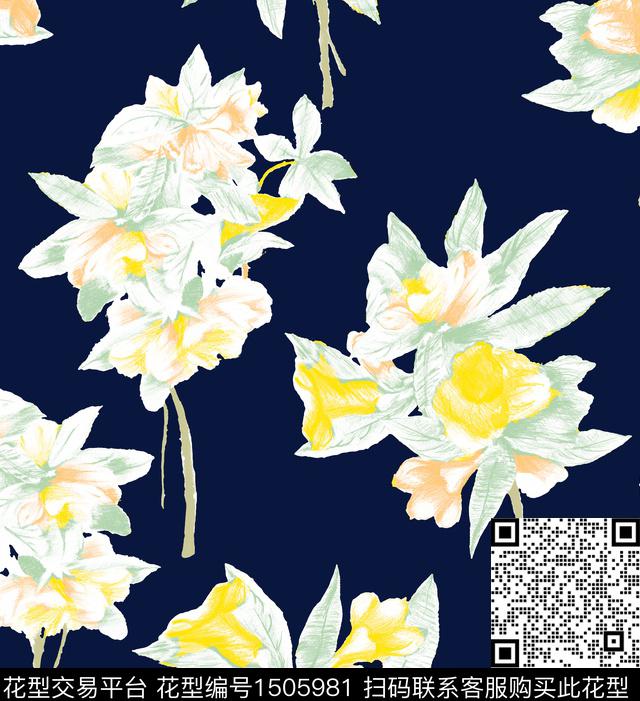 花卉大牌风高级感数码印花华亿平台下载（图片编号: 1505981） - 瓦栏（Walan）