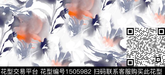 写意绿植树叶花卉数码印花华亿平台下载（图片编号: 1505982） - 瓦栏（Walan）