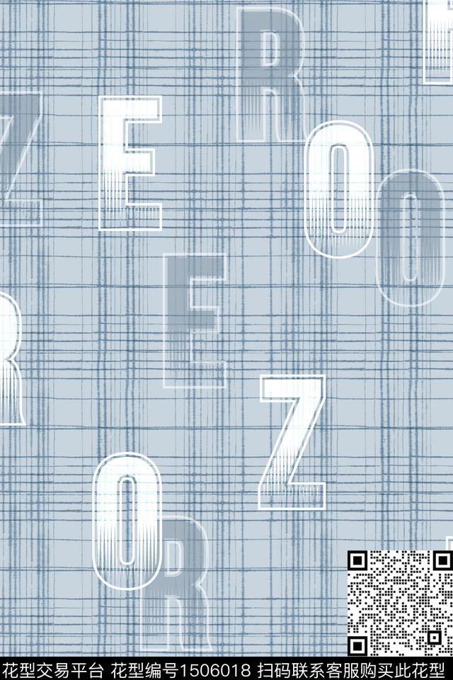 字母格子男装数码印花华亿平台下载（图片编号: 1506018） - 瓦栏（Walan）