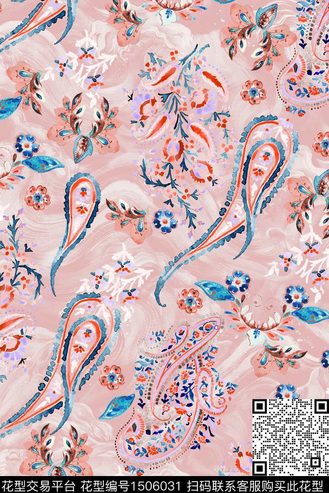 佩斯利民族风大牌风数码印花华亿平台下载（图片编号: 1506031） - 瓦栏（Walan）