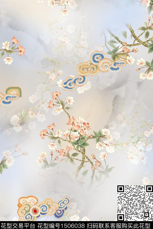 数码华亿平台香云纱国画数码印花华亿平台下载（图片编号: 1506038） - 瓦栏（Walan）