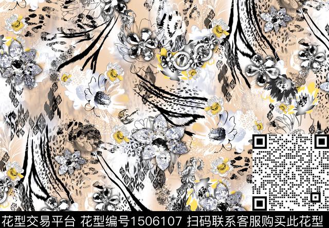 珠宝宝石花卉大牌风数码印花华亿平台下载（图片编号: 1506107） - 瓦栏（Walan）