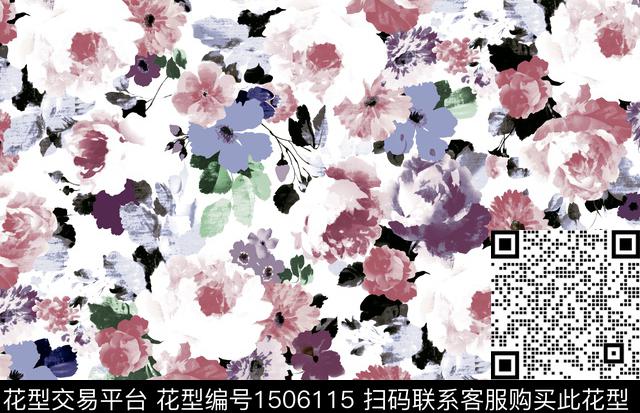 绿植树叶花卉大牌风数码印花华亿平台下载（图片编号: 1506115） - 瓦栏（Walan）