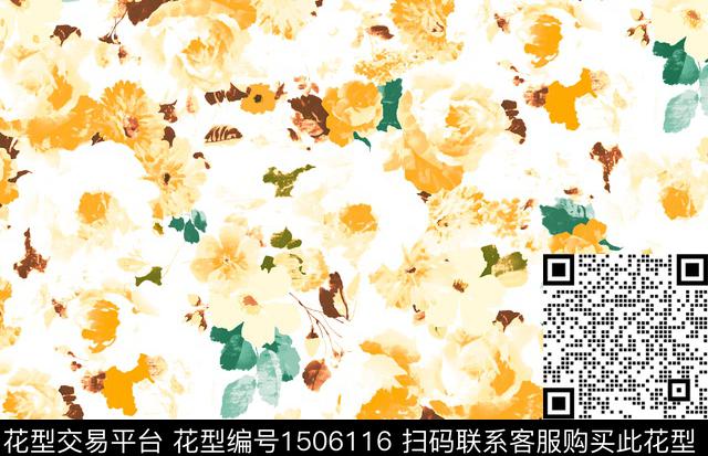 绿植树叶花卉大牌风数码印花华亿平台下载（图片编号: 1506116） - 瓦栏（Walan）