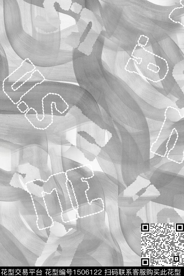 字母男装抽象男装数码印花华亿平台下载（图片编号: 1506122） - 瓦栏（Walan）