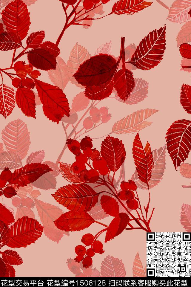 绿植树叶大牌风小清新数码印花华亿平台下载（图片编号: 1506128） - 瓦栏（Walan）