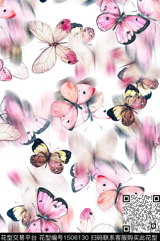 小清新真丝蝴蝶数码印花华亿平台下载（图片编号: 1506130） - 瓦栏（Walan）