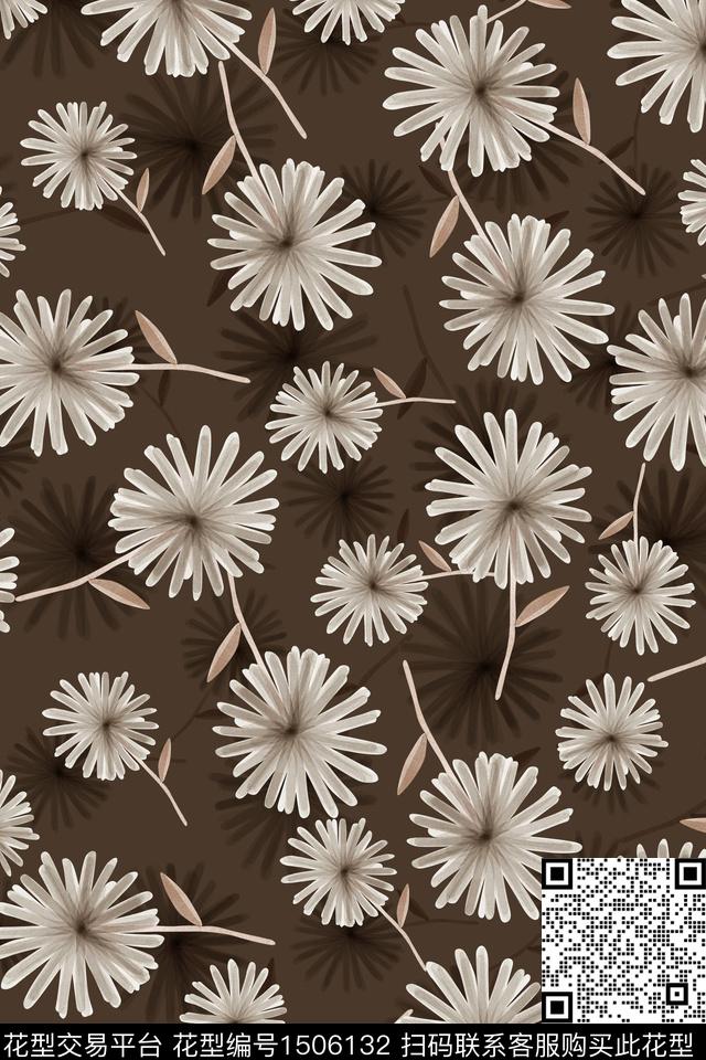 绿植树叶花卉大牌风数码印花华亿平台下载（图片编号: 1506132） - 瓦栏（Walan）