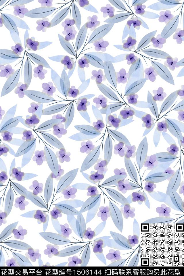 清爽底花卉花卉真丝数码印花华亿平台下载（图片编号: 1506144） - 瓦栏（Walan）